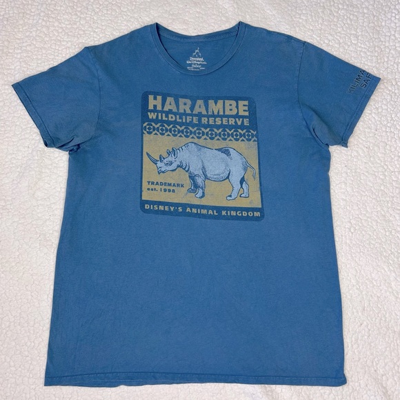 Walt Disney World Harambe Wildlife Reserve Shirt Men’s L Blue Animal Kingdom - Picture 1 of 5